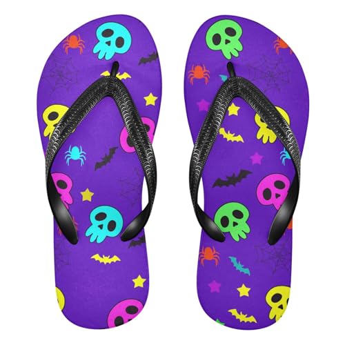 Burbuja Cartoon Skulls Flip Flops for Women Men, Soft Thong Sandals Rubber Slippers for Pool Beach Essentials
