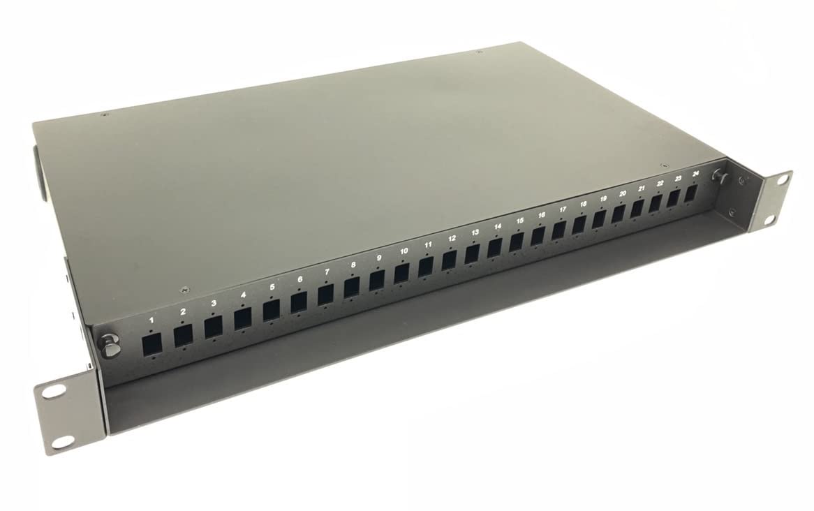 Metal Master - Unloaded 1U 19" 24 Port SC Simplex/LC Duplex Fiber Optic Rack Mount Enclosure Fiber Patch Panel - Included Splice Trays/Cable Spool/Fusion Protector Sleeve -Made of Aluminum Alloy