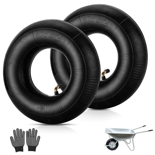 2 cámaras de Aire 3.00-4 para Carretilla de Mano, neumáticos de 260 x 85 cm con TR87, Cámara de Goma para neumáticos, Cámara de Carretilla de Mano con válvula Angular, Neumático de Carretilla de Mano