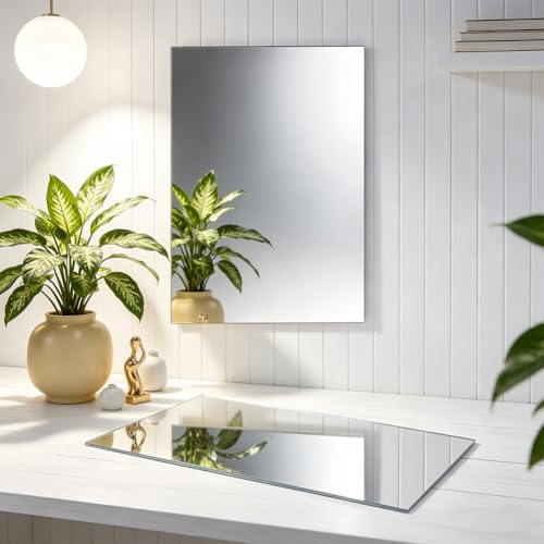 Image of BENECREAT 2Pcs 12x8 Inch Acrylic Mirror Sheets, 1 /10 Inch(2.5mm) Square Flexible Mirror Sheets with Film Attached for Engraving Wall Decor DIY Crafts, Silver