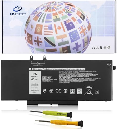 ANTIEE 68Wh 3HWPP Laptop Batterie pour DELL Latitude 5410 5510 5501 5401 5411 5511 Precision 3541 3551,Inspiron 7706 2-in-1, Inspiron 17 7500 7506 2-in-1 Black 03HWPP 10X1J N2NLL 1VY7F 451-BCMN 15.2V