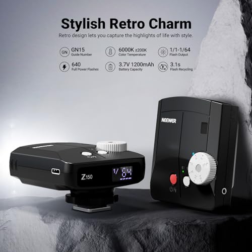 Image of NEEWER Z150 Mini Camera Flash Speedlite, 20Ws GN15 1200mAh /640 Flashes /3.1s Recycle, Manual 1 /64-1 /1 Power, Compatible with Canon Nikon Sony Fuji with Universal Single Contact Hot Shoe Mount, No TTL
