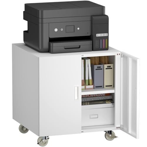 Metal Printer Stand with Storage and Wheels