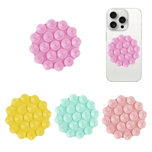 DAAIZIII Octobuddy Siliconen zuignappen, 4 stuks, zelfklevend, siliconen zuignappen, voor alle mobiele telefoonmodellen, selfies en video's, glas of spiegels