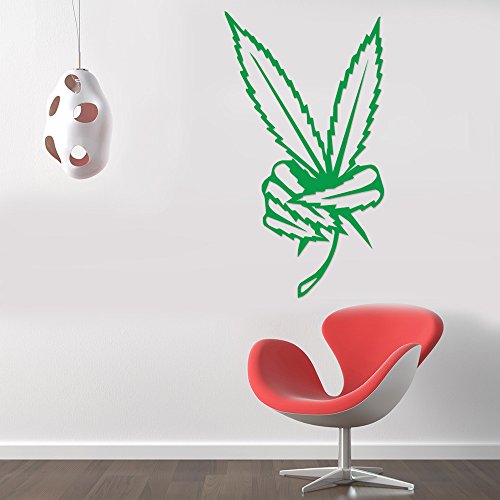 Weed Pot Marijuana Peace Symbol Removable Wall Sticker Art Home Office Room Mural Decor Vehicle Car Truck Window Bumper Graphic Decal- (10 Inch) / (25 Cm) Tall Matte White Color #TOP8
