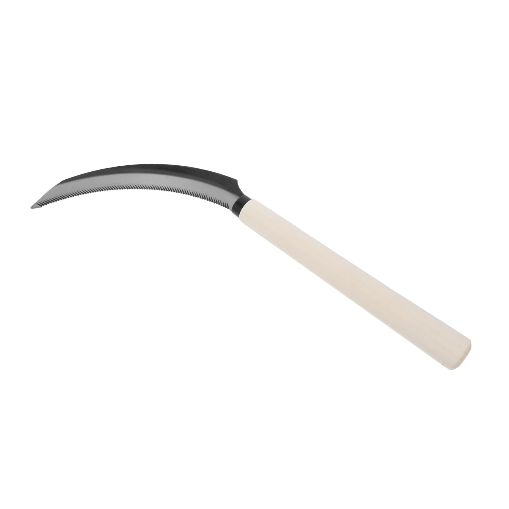 BESPORTBLE Serrated Handheld Weeding And Harvesting Tool With Weather Resistant Wooden Handle Crescent Shaped Blade For Precise Garden And Farm Cultivating