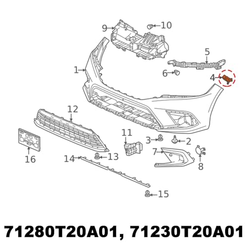 Entretoise fixation de pare-chocs avant Honda Civic 2022 2023 gauche droit - 5