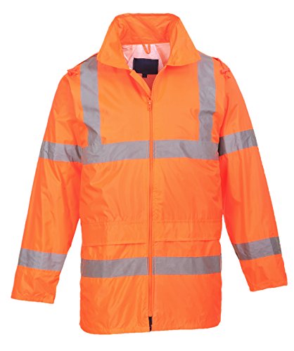 Hi Viz visibilité imperméable Veste de Pluie sur Manteau avec Capuche - Orange - Petit Cover