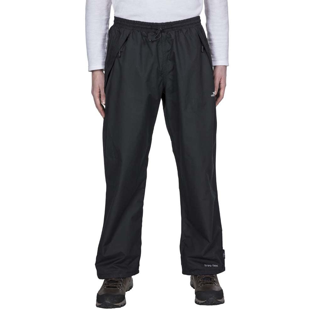Trespass Toliland Trousers, Black, M, Waterproof Trousers with Ankle Zips for Men, Medium, Black