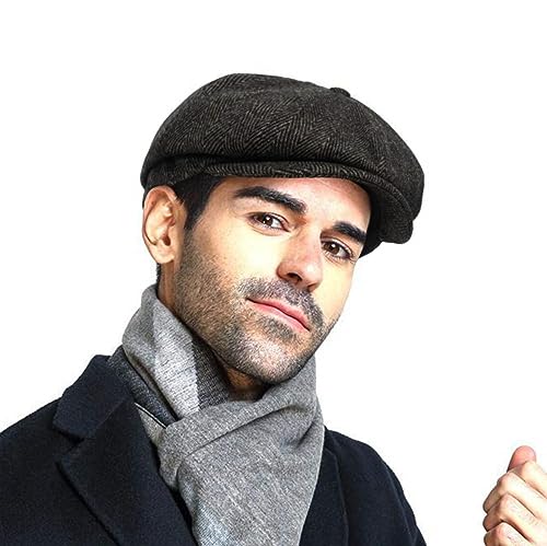 Fashion Men’s Classic Newsboy Gatsby Hat Blend Wool Vintage Flat Ivy Cabbie Cap Boyfriend Gifts(Medium/Large/X-Large)
