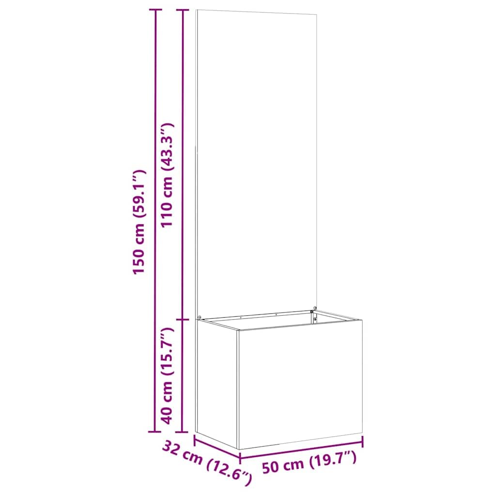 Tomostar Jardinière avec Brise Vue, Bac à Fleurs Lit de Jardin Surélevé Fretwork Noir 50x150 cm