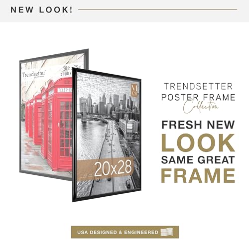 MCS Trendsetter 20x28 Poster Frame Black High-Gloss, Vertical & Horizontal Wall Hanging Large Picture Frame for Photos, Posters & Art Prints (2-Pack)
