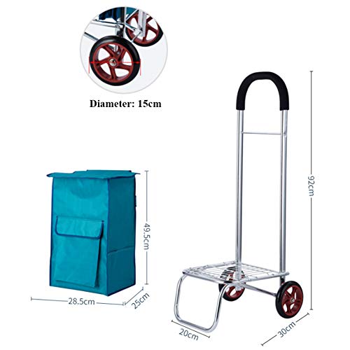 ASZX Zusammenklappbarer Einkaufswagen mit Tasche mit großem Fassungsvermögen, wasserdichter, Leichter Push-Pull… – Bild 3