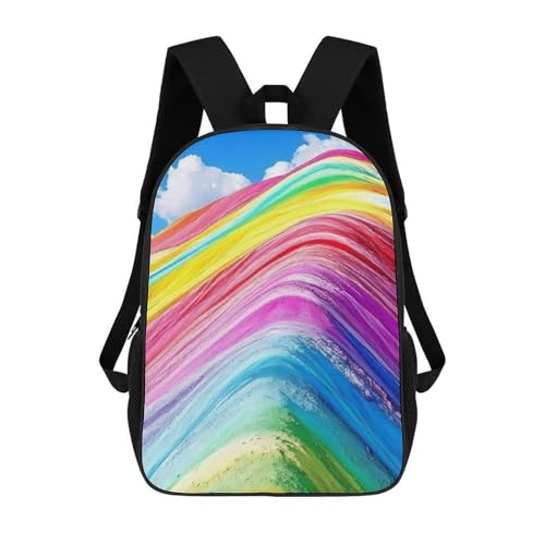 Rainbow Mountain Travel Backpack 17 Inch Casual Daypack Shoulder Bag with Adjustable Shoulder Straps