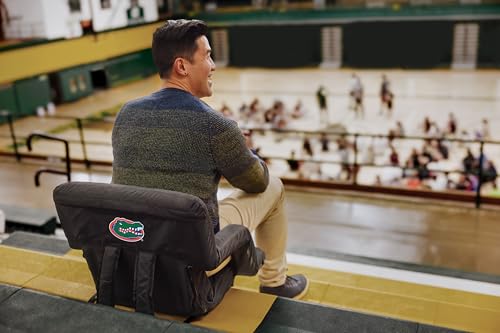 Image of PICNIC TIME NCAA Florida Gators Ventura Reclining Stadium Seat with Back Support - Bleacher Seat - Beach Floor Chair, (Black)