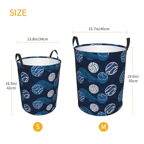 Panier à linge autonome bleu pliable avec poignées de transport