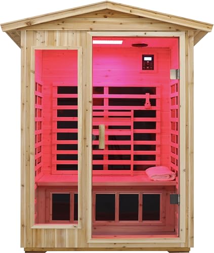 Image of LTCCDSS Full Spectrum Outdoor Infrared Sauna 2 Person, Fir Wood Far Infrared Low EMF Sauna Room for Home, Withstand Outdoor Temp -5℉-104℉| Chromotherapys-Bluetooth Speakers