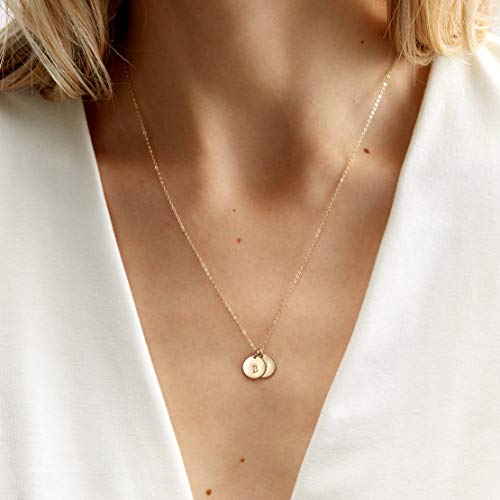 Endless Story 9mm 14K Gold Filled Personalized Dainty Disk Necklace,Custom Initial Necklace,Mothers Necklace, Jewelry Gift for Her3