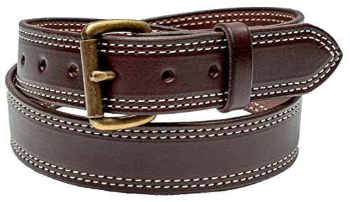 Handcrafted Double Stitched Bridal Leather Belt, 100% Leather 1-1/2" Amish