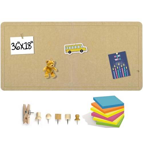 Large Bulletin Board 36 x 18 Inches - Foldable Felt Bulletin Board for Wall