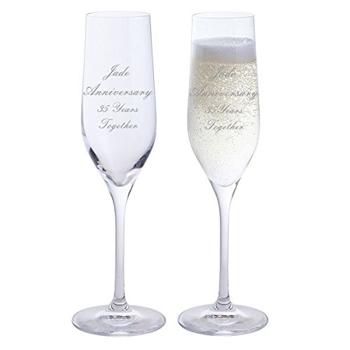 Paire de flûtes à champagne Dartington anniversaire 35 ans en cristal de table