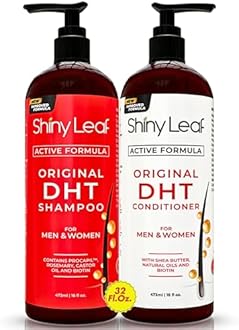 DHT Blocker Shampoo and Conditioner - For Women And Men, Made In USA, Anti-Hair Loss Treatment, With Biotin, Castor Oil, Rosemary Oil and Procapil, For Thinning Hair And Hair Loss