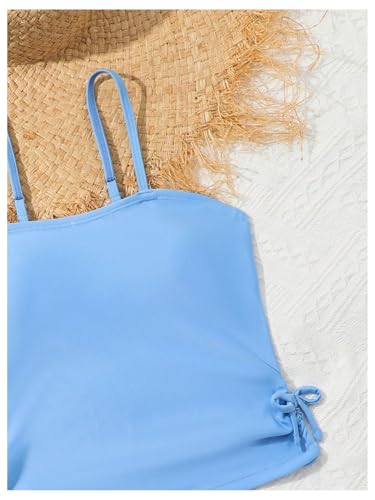 SHENHE Girl's Tankini Swimsuits 2 Piece Bathing Suit Ruched Drawstring Floral Swimwear3