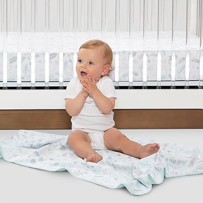 Delta Children Fitted Crib Sheets for Girls and Boys - 100% Organic Cotton Crib Sheet for Standard Crib and Toddler Mattresses - 28x52 Inch - GOTS Certified (Pack of 3), Sea Life