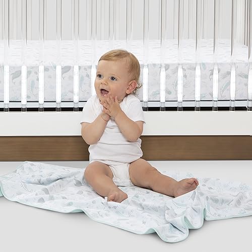 Image of Delta Children Fitted Crib Sheets for Girls and Boys - 100% Organic Cotton Crib Sheet for Standard Crib and Toddler Mattresses - 28x52 Inch- GOTS Certified (Pack of 2), Sea Life