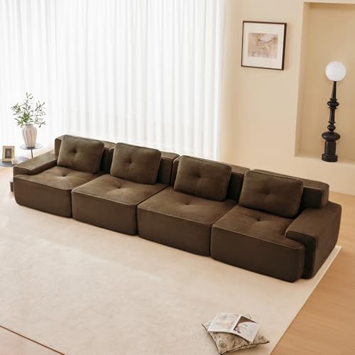 Image of Corduroy Modular Sectional Sofa, Oversized Cloud Couches for Living Room
