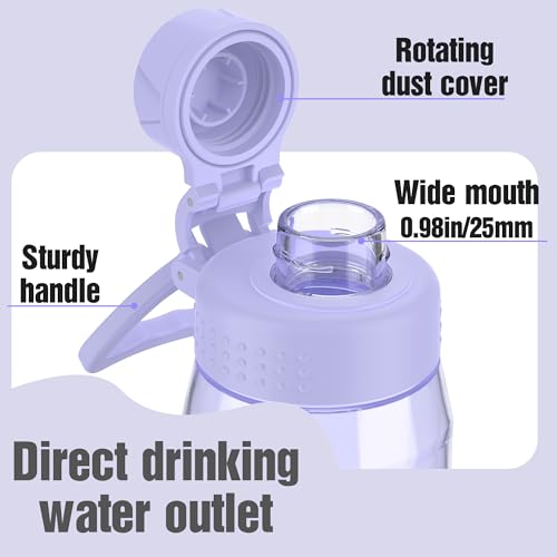 Image of 32oz Clear Water Bottle - BPA-Free Tritan Plastic, Fast Flow Spout Lid, Wide Mouth & Leakproof Design Hiking Water Bottle Suitable for Travel, Outdoors, Gym, Travel, Home, School(Light Purple)