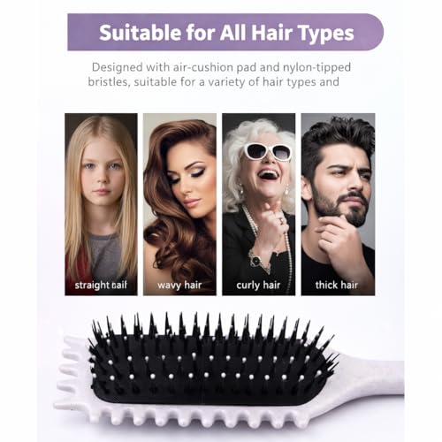 Image of KAIDAA Curl Defining Hair Brush for Curly & Wavy Hair | Detangling & Anti-Frizz Styling Brush for Wet & Dry Hair | For Thick & Frizzy Hair (Pack of 1) (White)