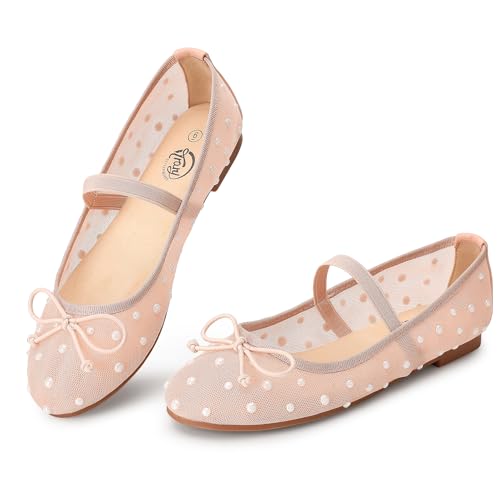 Trary Flats for Women Closed Round Toe Ballet Flats Mary Jane Shoes Women with Elastic Strap Cute Bowknot Comfortable Dress Shoes for All-Year Daily Work Casual Wear