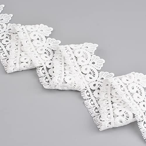 URROMA White Lace Trim, 5 yards Venice Lace Ribbon Embroidery Lace Trim Floral Craft Lace for Sewing DIY Crafts for Home Decor 1.96in - Image 3