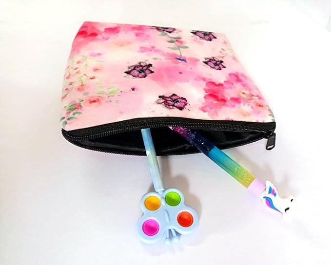 Mystique by ABHA Singh 1 Pcs Pink Makeup Pouch for Girls, Canvas Cosmetic Pouch for Women, Small Pouches for Women with Waterproof Recycled Lining 2