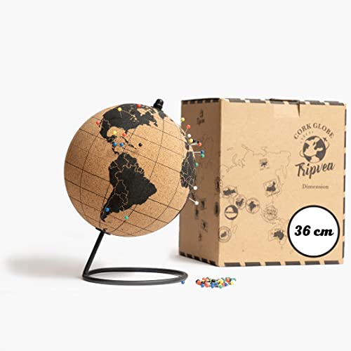 TRIPVEA® Mappamondo - Globo terrestre in sughero