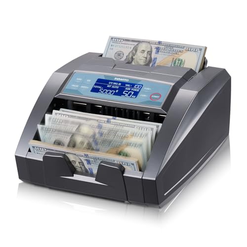 SVANTTO BC009 Money Counter Machine with Value Count, MT/UV/MG/IR/DD/DBL/HLF/CHN Counterfeit Detection for Dollar/Euro Bill Counter, Add/Batch Mode Cash Counter, 1,300 Notes/Min, 2Y Protection