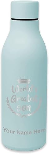 LaserGram Botella de agua de acero inoxidable de doble pared, el hijo más grande del mundo, grabado personalizado incluido