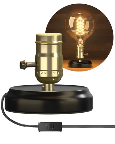 Base lampada da tavolo E27, 12 cm, base in metallo nero con portalampada, attacco a vite industriale vintage E27 con interruttore e spina per comodino, decorazione bar, massimo 250 W (senza lampadina)