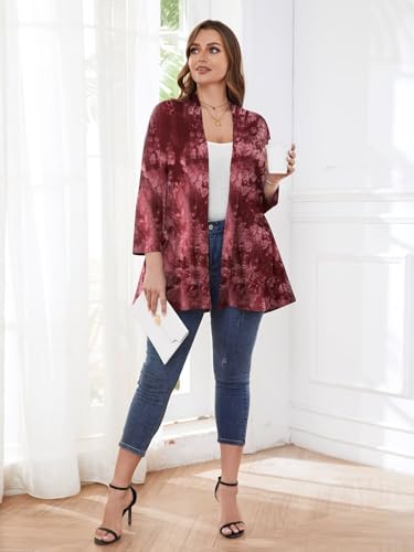 Image of BELAROI Plus Size Lightweight Cardigan Sweaters for Women Casual Open Front 3 /4 Sleeve Cover Up