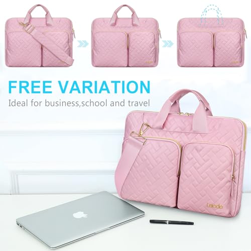 Lacdo Laptop Bag for Women, 14 inch Laptop Shoulder Bag for 14 inch HP Dell ASUS Acer Chromebook 14, HP Stream, Dell Inspiron, IdeaPad, Acer Spin, ASUS ZenBook Messenge Computer Bag, Sakura Pink4
