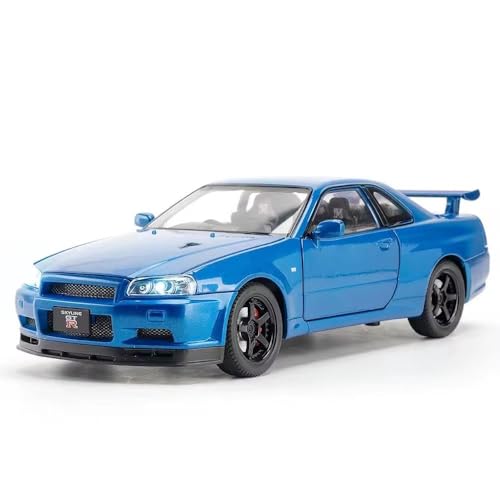 Image of 1:24 Skyline GTR-R34 P.Walker Edition Vintage Retro Toy Car Diecast Metal Pull Back Car - 4 Openable Doors with Sound & Light | Luxury Toy Car & Gift for Kids 【Colors as Per Stock】