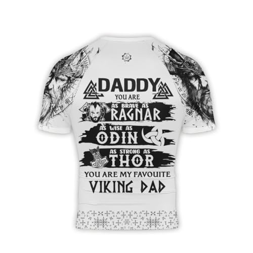 Viking Father's Day Men's Rash Guard Shirts Short Sleeve, Baselayer Compression Shirt for Jiu Jitsu MMA4