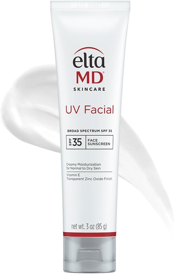 EltaMD UV Facial SPF 30+ Sunscreen Moisturizer Face Lotion, Broad Spectrum Moisturizing Sunscreen with Hyaluronic Acid, Non-Greasy, Mineral-Based Face Sunscreen with Zinc Oxide, 3.0 oz Tube