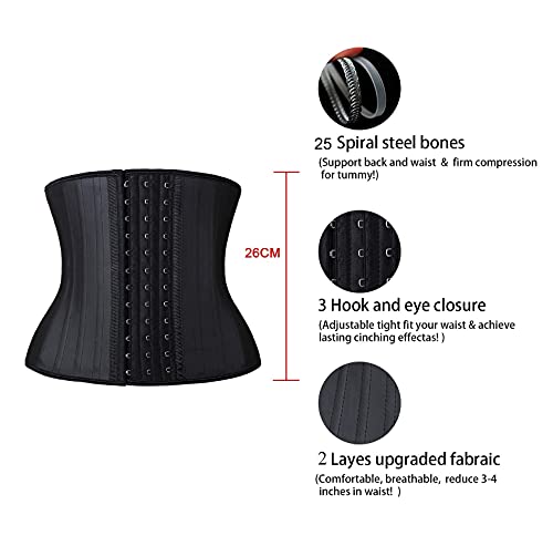 YIANNA Cinta Esportiva Feminina de Látex com Busto Curto, Espartilho de Treinamento de Cintura, Cont
