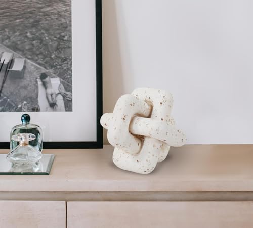 Image of Howard Elliott Collection Everlink Natural Stone Sculpture for Home & Garden Decor, Decorative Resin Figurine with Interlocking Travertine Texture for Home & Office Decor, White, 8 x 8 Inch