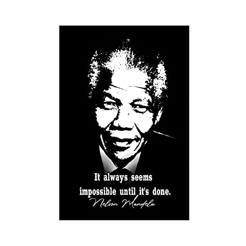 Poster Nelson Mandela - Citation de motivation - 1 toile - Décoration murale pour salon - Sans cadre - 30 x 45 cm