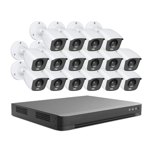 De cámaras de Seguridad DVR 4K Ultra HD 16 Canales con 8 Uds. visión Nocturna a Todo Color, Kit vigilancia CCTV for Interiores y Exteriores for el hogar(None,16CH 16Pcs Kits)