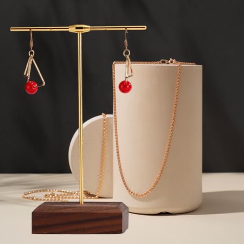Support en T avec base en bois de noyer pour offrir vos bijoux - 4