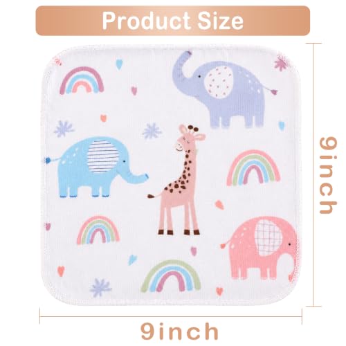 Image of Baby Washcloths, 24Pack Baby Wash Cloths Extra Soft & Ultra Absorbent, Baby Towels and Washcloths Face Towels for Unisex Boys Girls Body, Washclothes Gentle on Sensitive Skin, 9x9 Elephants & Giraffes